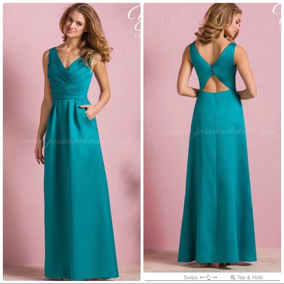 Jasmine B2 Dresses & Skirts - Poly Satin Floor Length  _ Teal